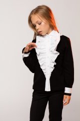 Комбинированная блуза детская «Розалия» с длинными рукавами черная 116 Ш-532007