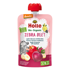 Пюре Holle органічне «Zebra beet» з яблуком, бананом і буряком з 6 місяців 100 г, 45285