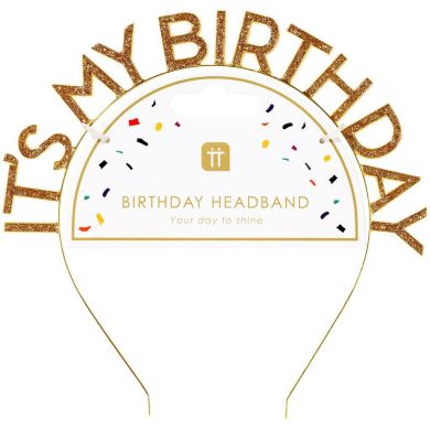 Обруч для волосся Talking tables Це мій День народження золотистий LUXE-HEADBAND