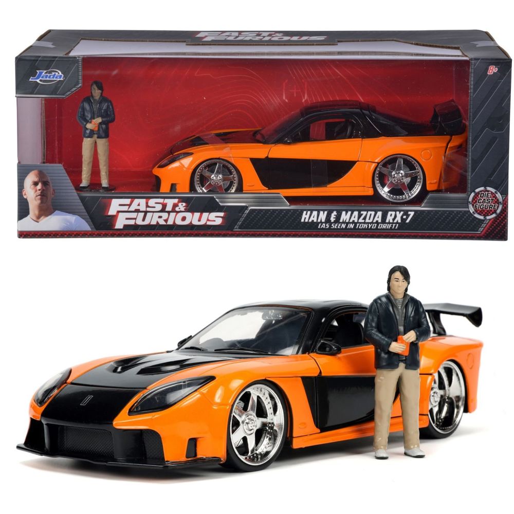 Купить Машина металлическая Форсаж 9 Mazda RX-7 с фигуркой Хана, масштаб  1:24, 8+ Jada 253205002 ➜ Курьерская доставка по Одессе. ➜ Доставка по  Украине. ☎ 0 (800) 330-070, (099) 33-507-12