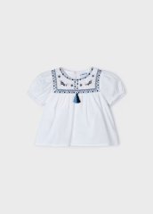 Блуза для девочки из хлопка без рукава 6H, р.98 Белый Mayoral 3180