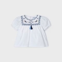 Блуза для девочки из хлопка без рукава 6H, р.98 Белый Mayoral 3180