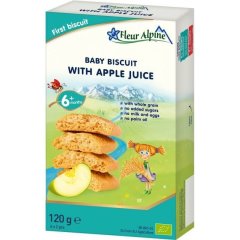 Дитяче печиво Fleur Alpine ORGANIC WITH APPLE JUICE (з яблучним соком) 120г. 5412916941837