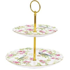 Двоярусна тарілка для торта &Oslash; 16/21 см з порцеляни SPRING TIME POZZI MILANO M004R1284SPRI