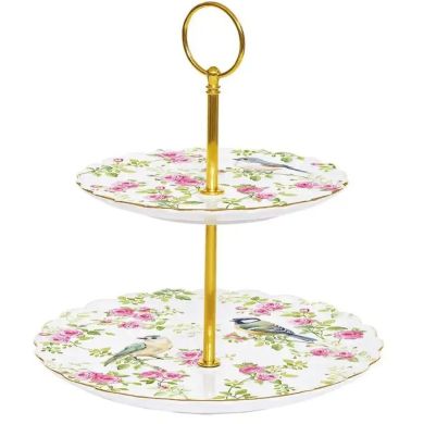 Двоярусна тарілка для торта &Oslash; 16/21 см з порцеляни SPRING TIME POZZI MILANO M004R1284SPRI