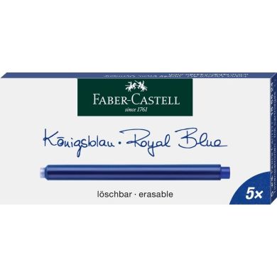 Картриджі Faber-Castell для пір'яних ручок подовжені сині 5 шт, 185 524 23556