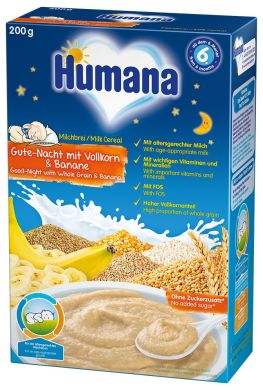 Цельнозерновая каша Humana Сладкие сны молочная с бананом 200 г 77559 4031244775597
