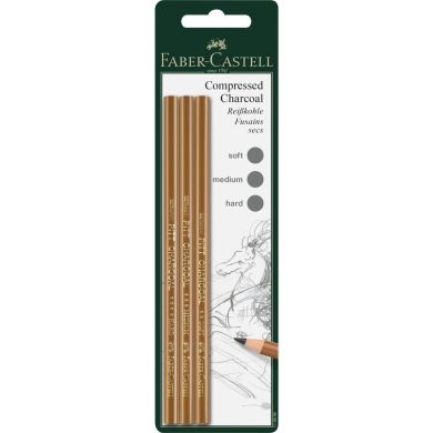 Набор Faber-Castell PITT Charcoal прессованный уголь-карандаш 3 шт. разной твердости 27656