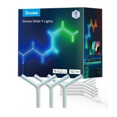 Набір настінних світильників Govee H6065 Y Shape Light Panel, 7шт, RGBIC, WI-FI/Bluetooth, білий H6065301
