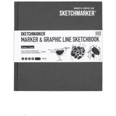 Скетчбук SketchMarker Marker&Graphic 163x163 мм 48 арк. 180 г/м² тверда обкладинка вугілля MGLHSQ/CHARC
