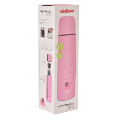 Термос для жидкостей розовый Silky Thermos Pink 500 мл, Miniland 89219, Розовый