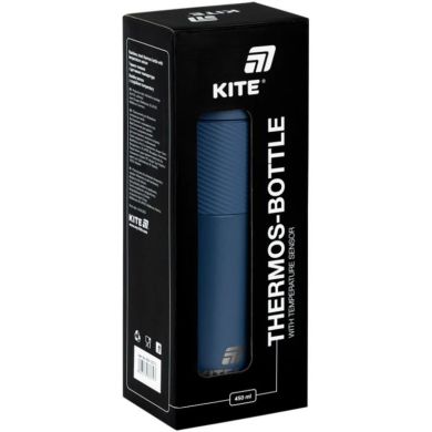 Термос з термодатчиком 450 мл, синій Kite K25-1227-2