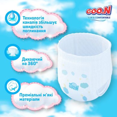 Трусики-подгузники GOO.N Slim & Comfortable для детей 15-25 кг (размер 6(XXL), унисекс, 36 шт) 21001094, XXL