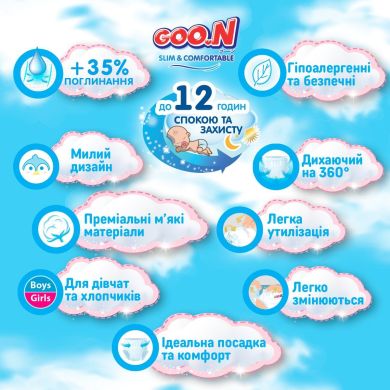 Трусики-подгузники GOO.N Slim & Comfortable для детей 15-25 кг (размер 6(XXL), унисекс, 36 шт) 21001094, XXL