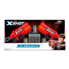 X-Shot Red Набір швидкострільних бластерів EXCEL Reflex Double (2 бластера 3 банки 16 патронів) 3