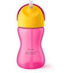 Чашка з трубочкою Philips Avent від 12 місяців рожева з жовтим 300 мл SCF798/02, Рожевий