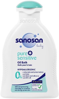 Детское гипоаллергенное масло Sanosan Pure & Sensitive для купания 200 мл 89653 4003583191987