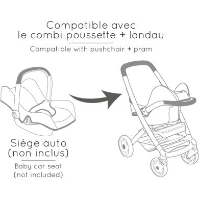 Коляска для ляльки Maxi-Cosi 3 в 1. Рожева перлина зі знімною люлькою, 55x39x64 см 7600253121