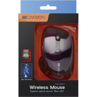 Миша Canyon CNS-CMSW01P бездротова, purple pearl(2.4 GHz, 6 кнопок, синій LED, DPI 1000/1200/1600) CNS-CMSW01P