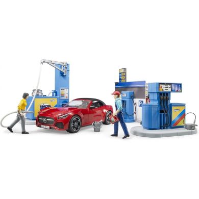 Набір іграшковий АЗС з автомийкою, автомобілем та фігурками Bruder 62111