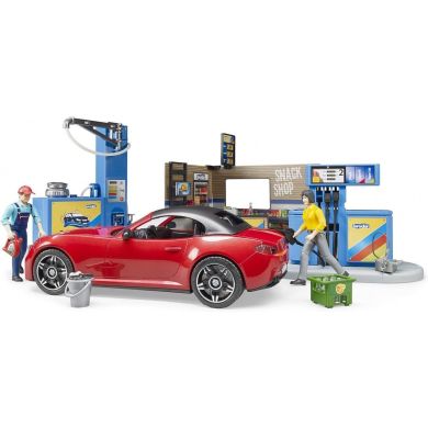 Набір іграшковий АЗС з автомийкою, автомобілем та фігурками Bruder 62111