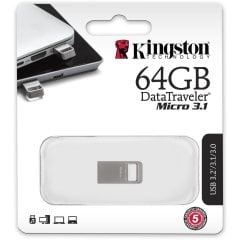 Накопитель Kingston 64GB USB 3.2 Type-A Gen1 DT Micro R200MB/s Metal DTMC3G2/64GB