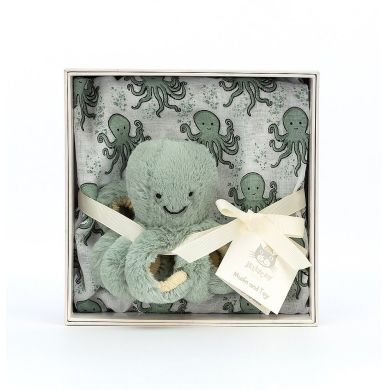 Подарочный набор Осьминог (пеленка, мягкая игрушка в коробке) Jellycat (Джелликэт) 20x20 ODY2SET, Бирюзовый