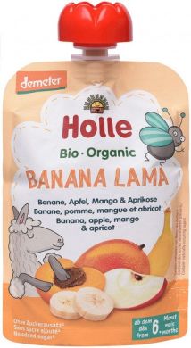 Пюре Holle органическое «Banana-Lama» с бананом, яблоком, манго и абрикосом с 6 месяцев 100 г, 45309 7640161877214