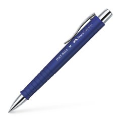 Ручка шариковая Faber-Castell POLY BALL M автоматическая синяя, синий каучуковый корпус, 0.7 мм 19618
