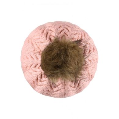 Шапка дитяча-біні Talvio з пампоном зі штучного хутра рожева 56/58 538103