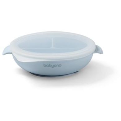 Силиконовая тарелка с присоской и крышечкой (Голубая) Babyono 1661/01