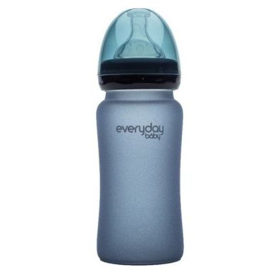Скляна дитяча термочутлива пляшечка Everyday Baby 240мл із силіконовим захистом 10225, Фіолетовий