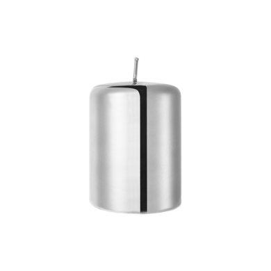 Восковая свеча Candele Firenze цилиндрическая серебрянный металл 100х70 PL100070M025