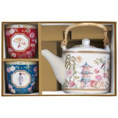 Чайник 600 мл с 2 чашками из фарфора JARDINS D'ORIENT POZZI MILANO M006R1467JADO