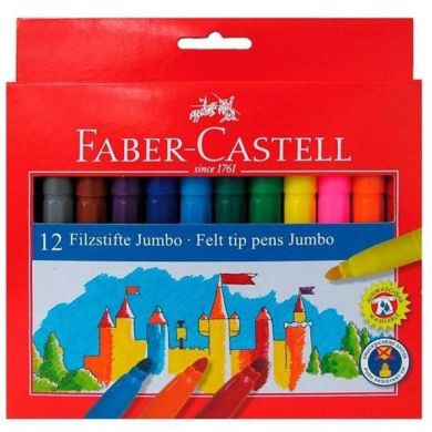 Фломастери потовщені Faber-Castell Felt tip JUMBO 12 кольорів в картонній коробці, 554312 25457