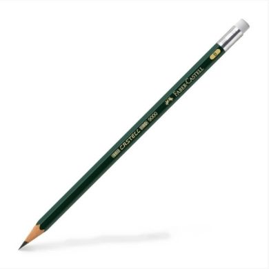 Графітний олівець Faber-Castell 9000 B з гумкою зелений 24773