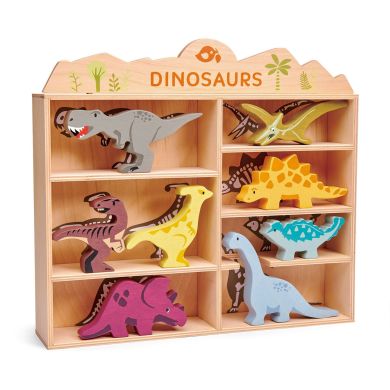 Игрушка из дерева 8 Динозавров и Полка Tender Leaf Toys TL8477, Разноцветный