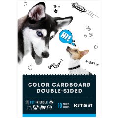 Картон кольоровий двосторонній (10 арк/10 кол) А5 Dogs Kite K22-289