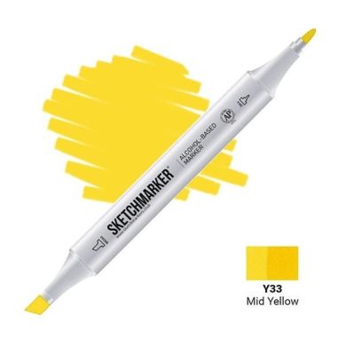 Маркер двосторонній SketchMarker Середній жовтий, SM-Y033 SM-Y033