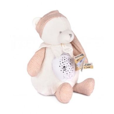 Мягкая игрушка-музыкальный ночник Мишка розовый, 18 см DouDou DC4582