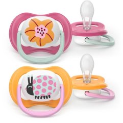 Пустышка Avent Ultra Air, 6-18 мес, 2шт, дизайн для девушек SCF080/27