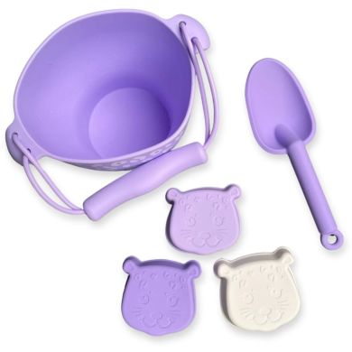 Силиконовый пляжный набор с ведром, лопатой и 3 формами Леопард Лиловый Swim Essentials 2023SE1394