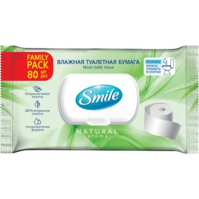 Влажный туалетная бумага Smile для взрослых, 80шт с клапаном 42100500 4823071642278