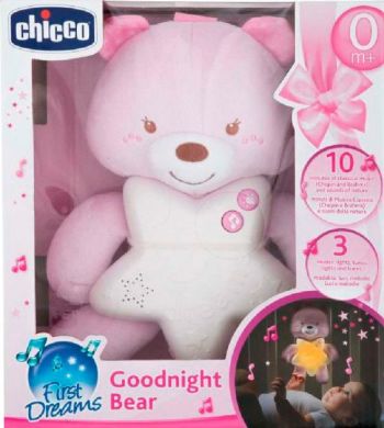 Игрушка музыкальная Chicco Goodnight Bear розовая 09156.10, Розовый