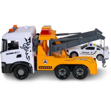 Игровой набор серии Mid Truck ЭВАКУАТОР SCANIA С МАШИНОЙ ПОЛИЦИИ (свет, звук) 3004KS