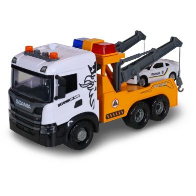 Игровой набор серии Mid Truck ЭВАКУАТОР SCANIA С МАШИНОЙ ПОЛИЦИИ (свет, звук) 3004KS