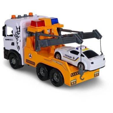 Игровой набор серии Mid Truck ЭВАКУАТОР SCANIA С МАШИНОЙ ПОЛИЦИИ (свет, звук) 3004KS