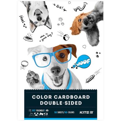 Картон цветной двухсторонний (10л/10цв) А4 Dogs Kite K22-255-1