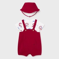 Комплект полукомбинезон открытая ножка, короткий рукав, шапка 1G, р.56 Красный Mayoral 1618