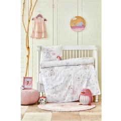 Комплект дитячої постільної білизни Karaca Home Honey Bunny Pink Білий 200.16.01.0223, дитячий